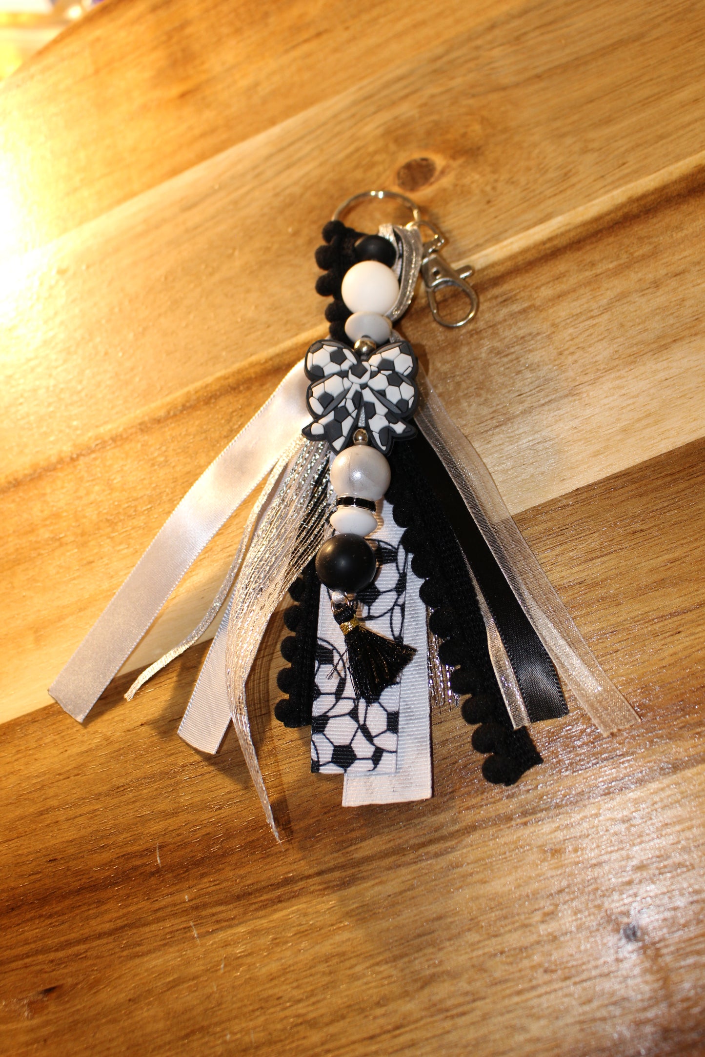 Soccer Ribbon Bag Charm