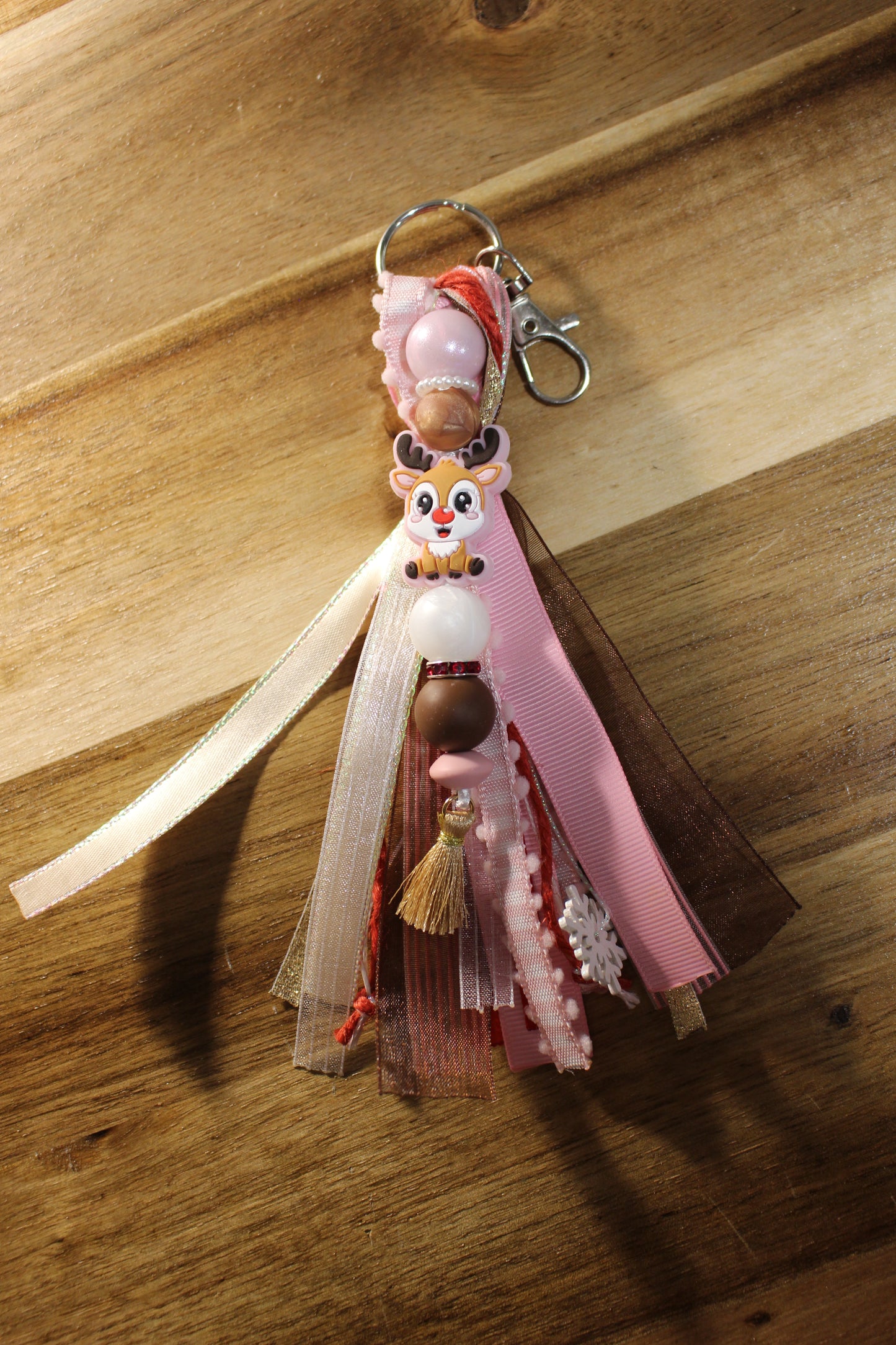 Pink Rudolph Bag Charm